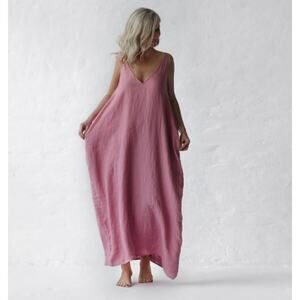 seaside tones Linen dress Nanami blossom pink